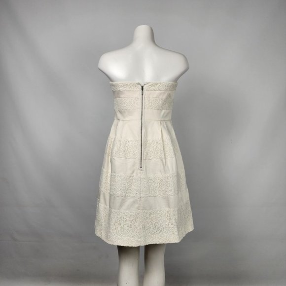 𝅺RW&CO White Lace Cotton Strapless Fit & Flare Mini Dress Size 8 - Picture 7 of 16